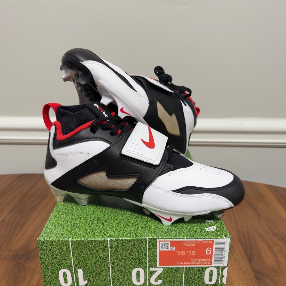 Nike Diamond‎ Turf 93 TD Football Cleats White Black Fire Red HF5298-100 Mens 9